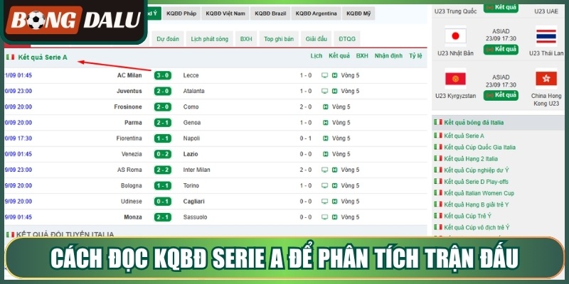 Cách đọc kqbđ serie a để phân tích trận đấu